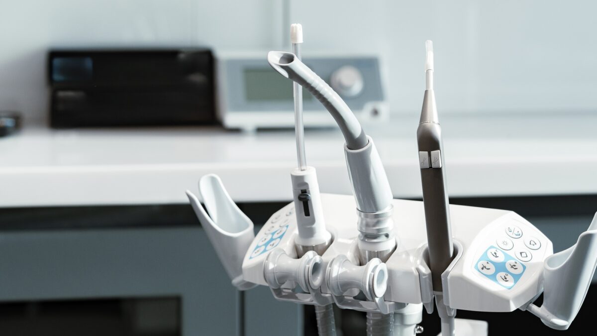 Modern dental clinic interior with advanced equipment close up